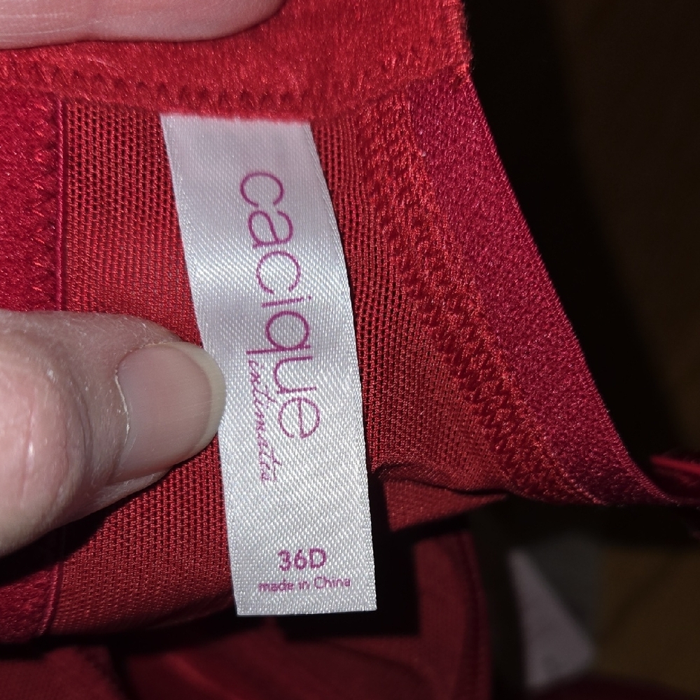 Cacique Deep Red Bra with Sparkling Accents - Picture 7 of 7